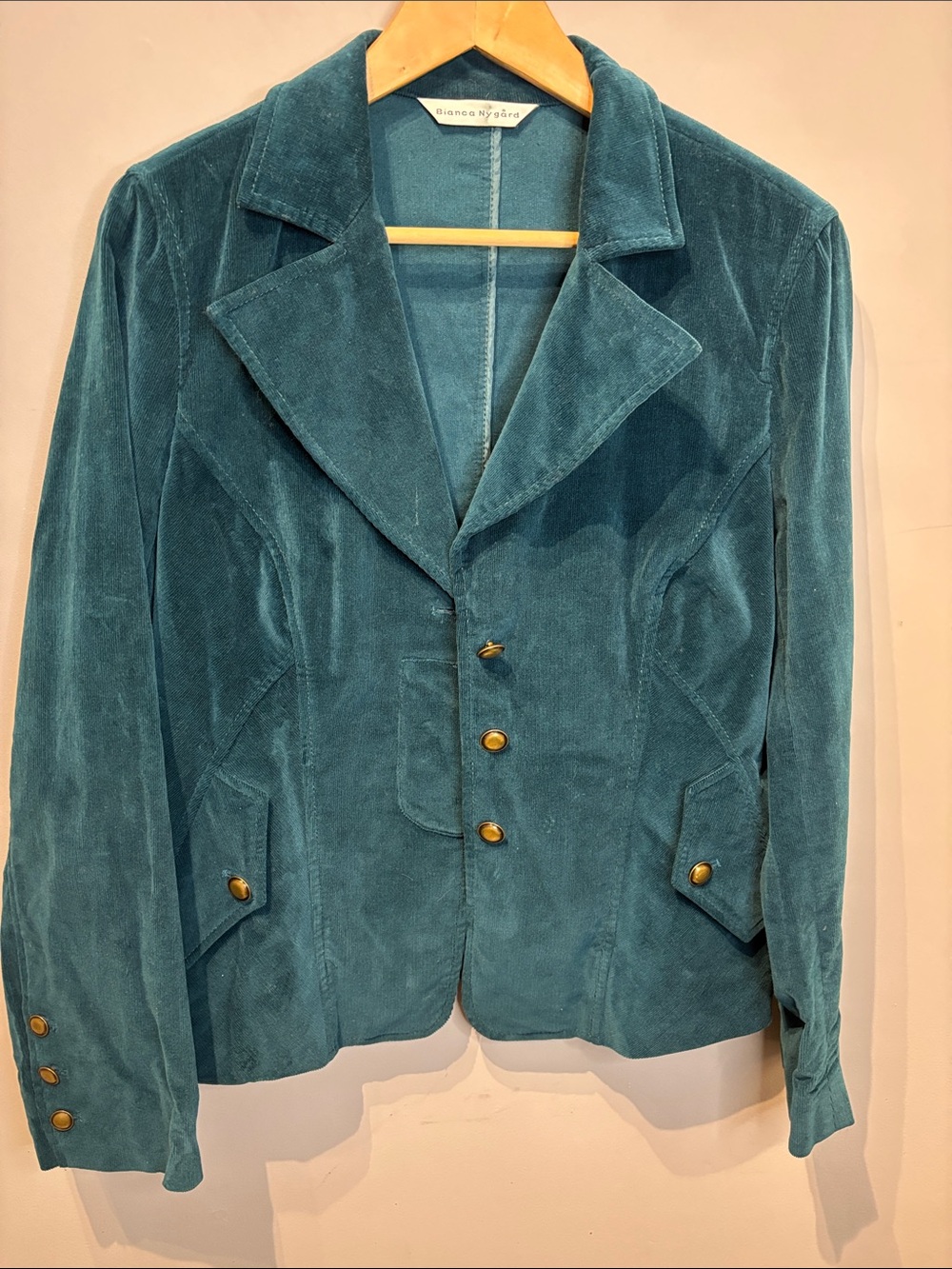 Bianca Nygard Teal Corduroy Victorian Blazer - Picture 2 of 8
